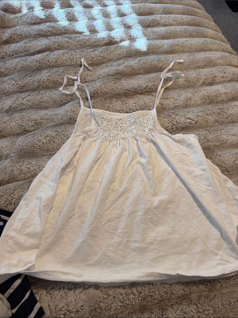 Time and tru White Crochet-Yoke Tie-Strap Tank Top - Women